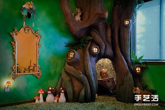 动手能力超强的爸爸 将女儿房间打造成童话森林 -  www.shouyihuo.com