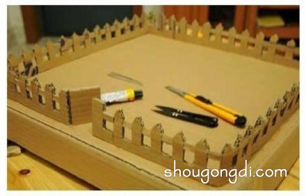 废旧纸箱瓦楞纸变废为宝DIY手工制作房屋模型 - www.shougongdi.com