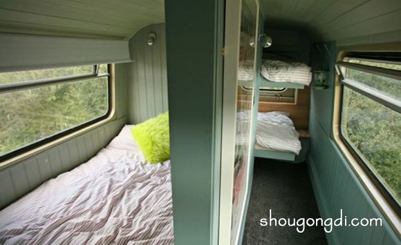 双层大巴车DIY改造图片 变身成为可移动旅馆 - www.shougongdi.com